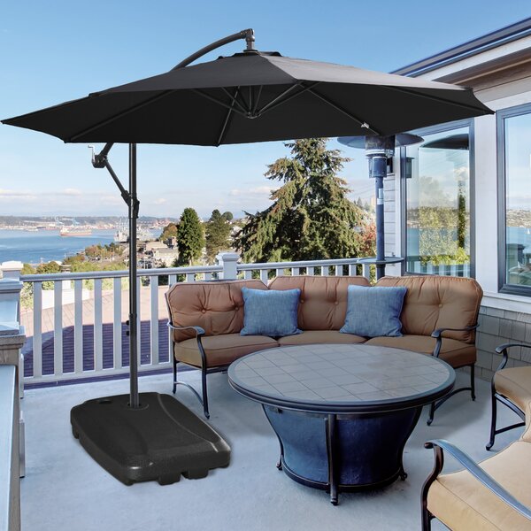 Outsunny Bază pentru Umbrelă cu Braţ, Bază în T şi Rotile, 80x60x17 cm, Negru | Aosom Romania