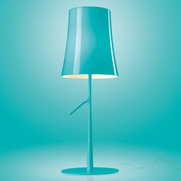 Foscarini Lampa de masă Birdie LED grande, culoare acvamarin, reglabil, Albastru, Camera de zi / sufragerie, Plastic, Design