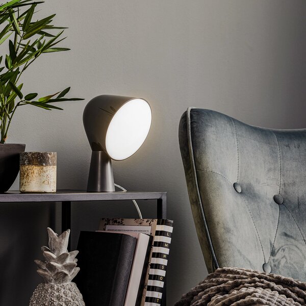 Foscarini Lampa de masă designer Binic, antracit, Negru, Camera de zi / sufragerie, Plastic, Design