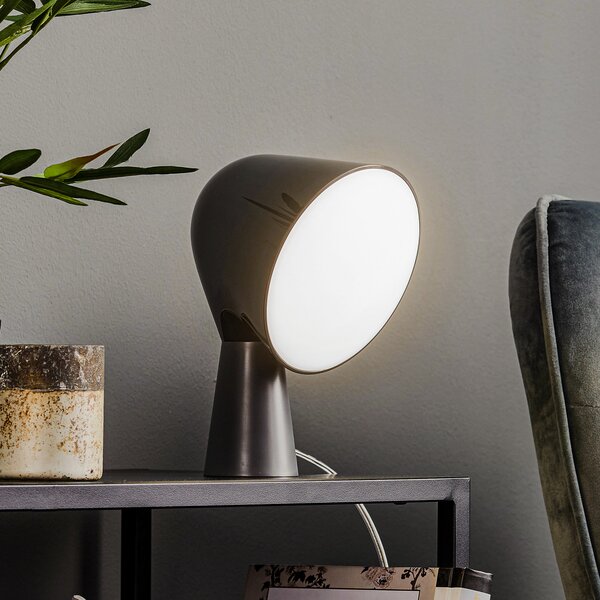 Foscarini Lampa de masă designer Binic, antracit, Negru, Camera de zi / sufragerie, Plastic, Design