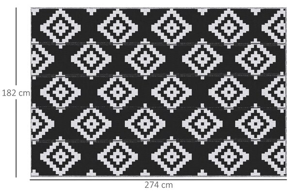 Outsunny Covor de Exterior Rezistent la Raze UV, 182x274 cm, Negru și Alb | Aosom Romania