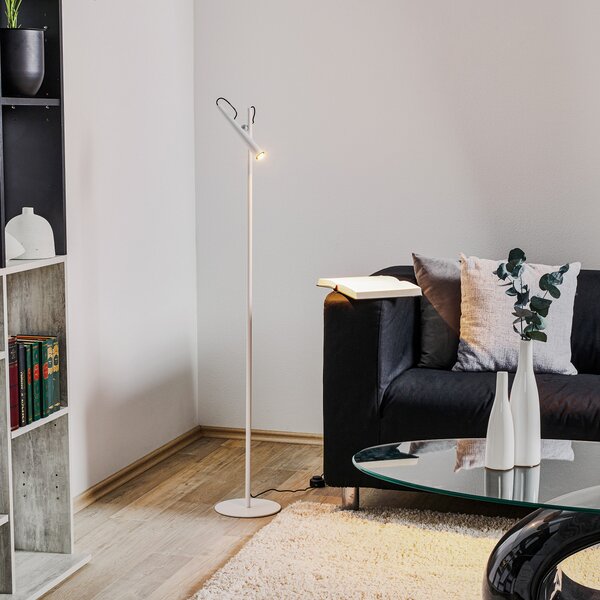 Foscarini Lampadar LED Magneto, albă, Alb, Camera de zi / sufragerie, Metal, Design