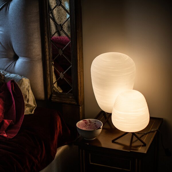 Foscarini Lampa de masă din sticlă Rituals 3 dimabilă, reglabil, Alb, Camera de zi / sufragerie, Sticlă, Design