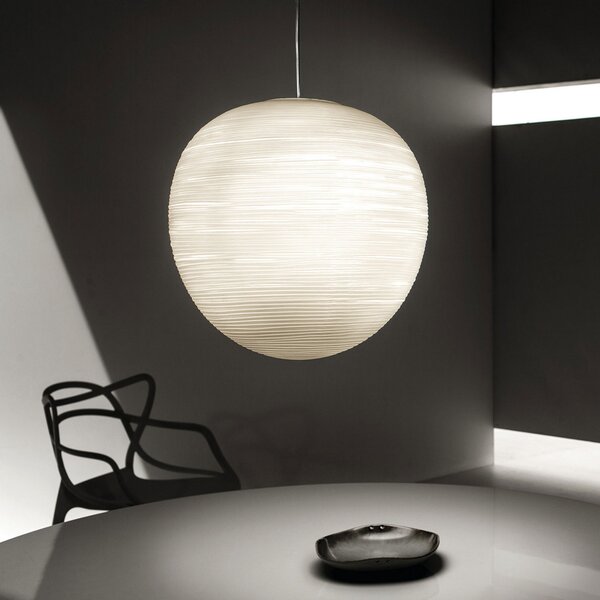 Foscarini Rituals XL E27-LED-lampă suspendată din sticlă, reglabil, Alb, Camera de zi / sufragerie, Sticlă, Design