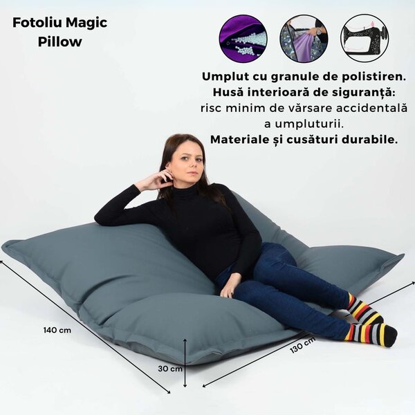 Fotoliu tip Perna Magic Pillow, Material Impermeabil - Yellow Quince