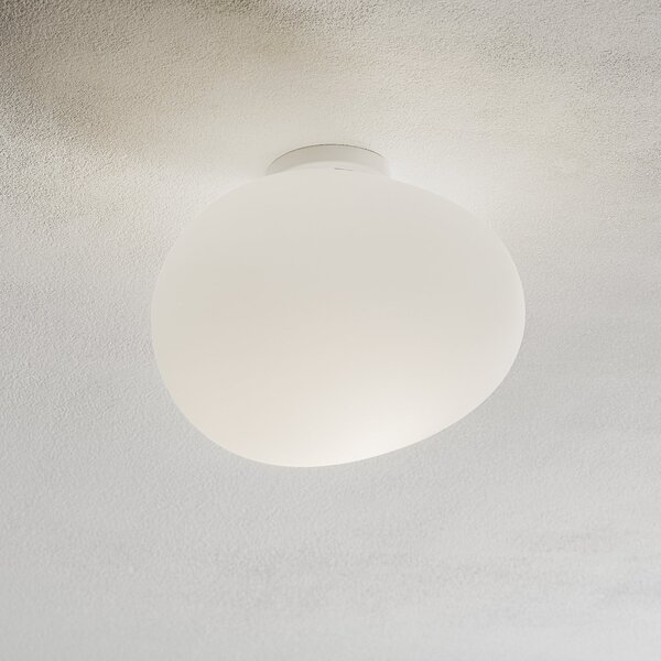 Foscarini Gregg media Plafonieră din sticlă, 27 cm, reglabil, Alb, Camera de zi / sufragerie, Sticlă, Design