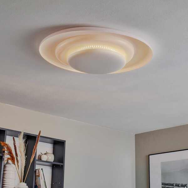 Foscarini Bahia plafonieră LED dimabilă, 76 cm, reglabil, Alb, Camera de zi / sufragerie, Plastic, Design
