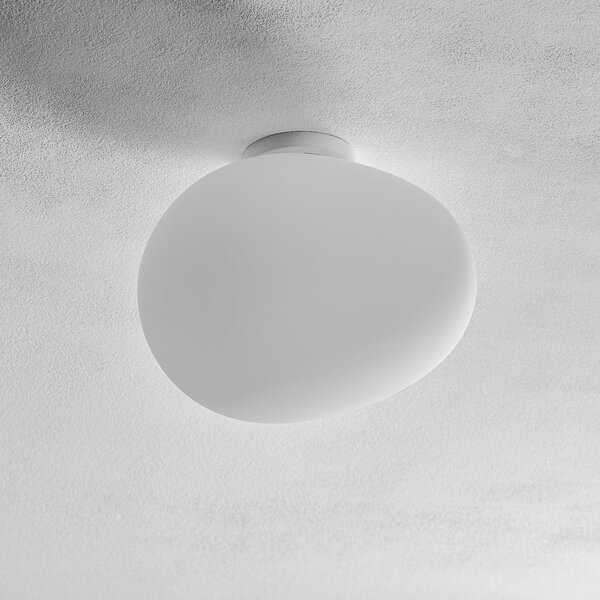 Foscarini Gregg media Plafonieră din sticlă, 27 cm, reglabil, Alb, Camera de zi / sufragerie, Sticlă, Design