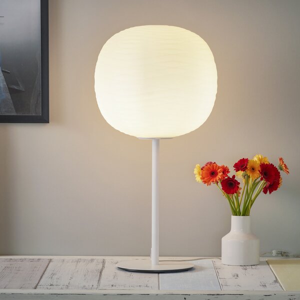 Foscarini Gem tavolo alta lampă de masă, alb, reglabil, Alb, Camera de zi / sufragerie, Sticlă, Design