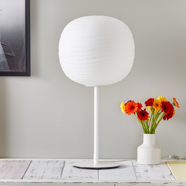 Foscarini Gem tavolo alta lampă de masă, alb, reglabil, Alb, Camera de zi / sufragerie, Sticlă, Design