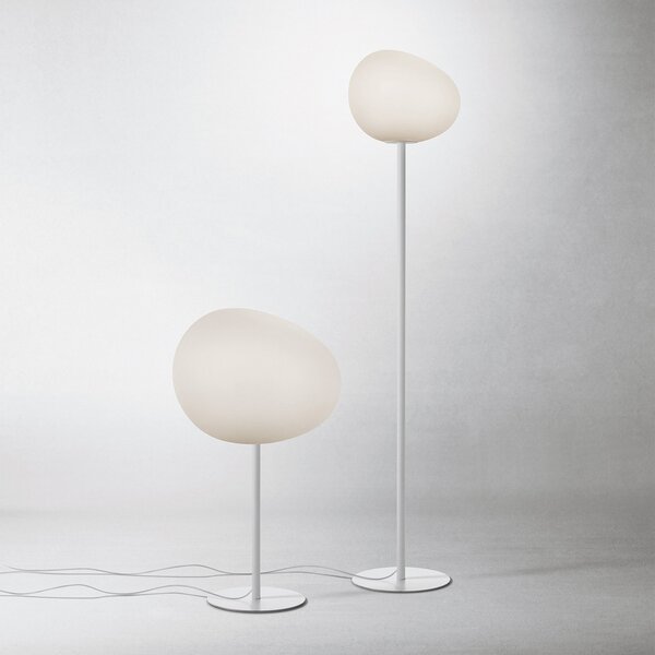 Foscarini Gregg grande alta lampă de masă, alb, reglabil, Alb, Camera de zi / sufragerie, Sticlă, Design