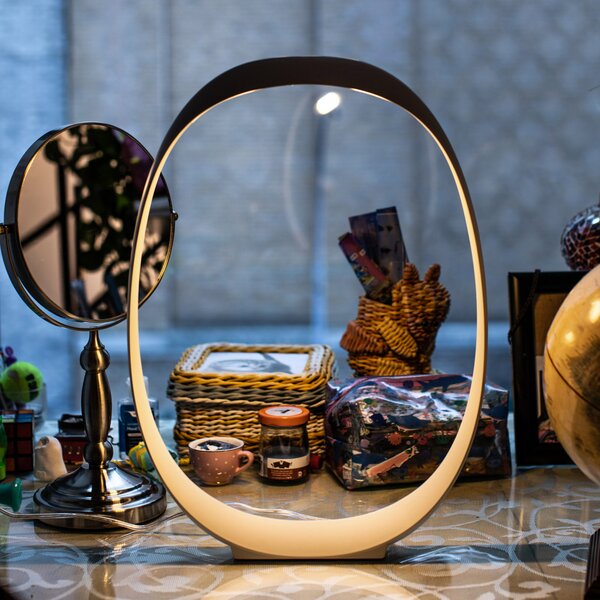 Foscarini Anisha piccola lampă de masă LED, 32cm, reglabil, Alb, Camera de zi / sufragerie, Plastic, Design