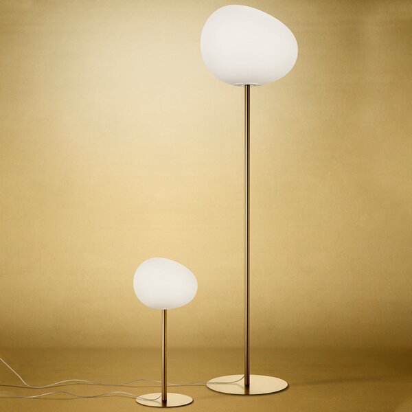 Foscarini Gregg media alta lampă de masă, auriu, reglabil, Auriu / Alamă, Camera de zi / sufragerie, Sticlă, Design