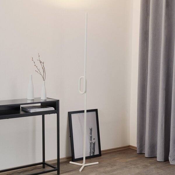 Foscarini Tobia terra lampă de podea LED, alb, reglabil, Alb, Camera de zi / sufragerie, Metal, Design
