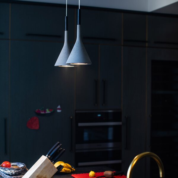 Foscarini Aplomb Mini Lampă suspendată din beton, albă, reglabil, Alb, Bucătărie, Beton, Design