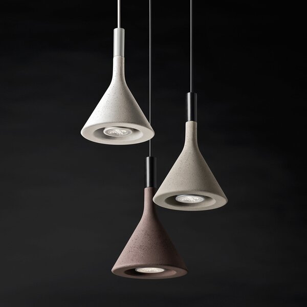 Foscarini Aplomb Mini Lampă suspendată din beton, albă, reglabil, Alb, Bucătărie, Beton, Design