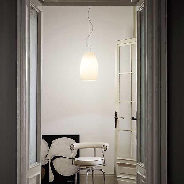 Foscarini Buds 1 lampă pendul LED, E27 alb, reglabil, Alb, Bucătărie, Sticlă, Design