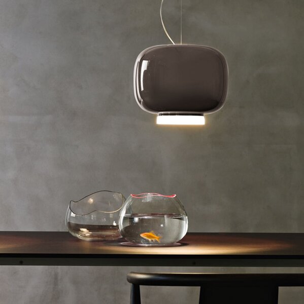 Foscarini Chouchin 3 lampă suspendată LED, gri, reglabil, Gri, Bucătărie, Sticlă, Design