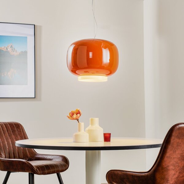 Foscarini Chouchin 1 lampă suspendată LED, portocaliu, reglabil, Portocaliu, Bucătărie, Sticlă, Design