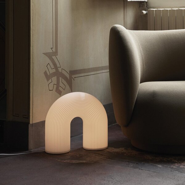 Lampă de masă ferm LIVING, Vuelta, reglabil, Alb, Camera de zi, Sticlă, Design