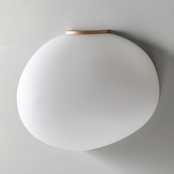 Foscarini Gregg grande semi 2 aplică perete, auriu, reglabil, Alb, Camera de zi / sufragerie, Sticlă, Design