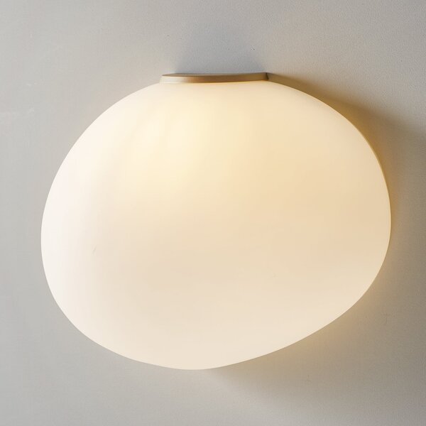 Foscarini Gregg grande semi 2 aplică perete, auriu, reglabil, Alb, Camera de zi / sufragerie, Sticlă, Design