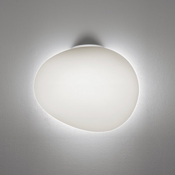 Foscarini Gregg grande semi 1 aplică perete, alb, reglabil, Alb, Camera de zi / sufragerie, Sticlă, Design