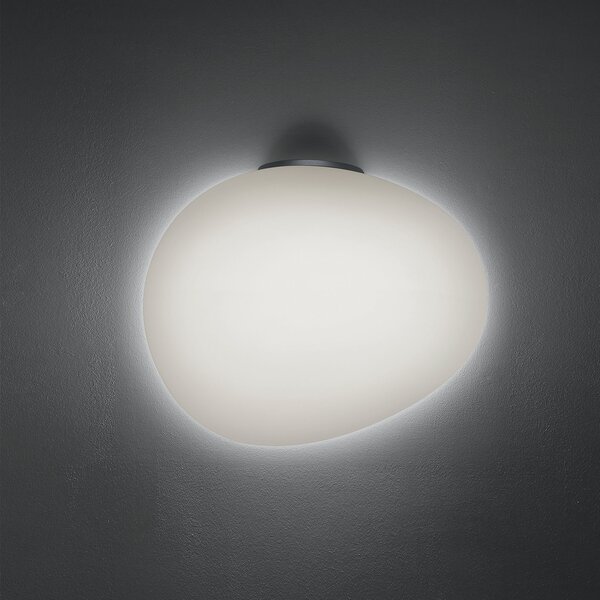 Foscarini Gregg grande semi 2 aplică, grafit, reglabil, Alb, Camera de zi / sufragerie, Sticlă, Design