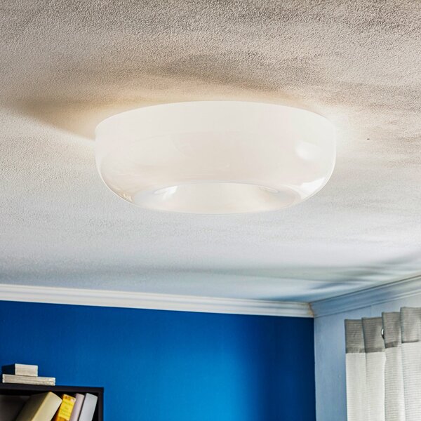 Foscarini Circus grande plafonieră din sticlă, Ø 46 cm, reglabil, Alb, Camera de zi / sufragerie, Sticlă, Design