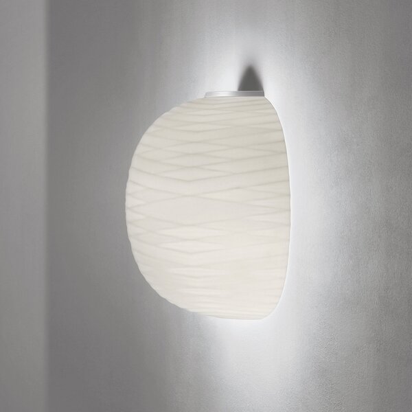 Foscarini Gem semi aplică perete din sticlă, alb, reglabil, Alb, Camera de zi / sufragerie, Sticlă, Design
