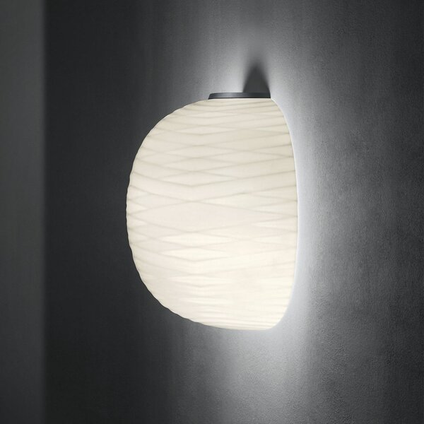 Foscarini Gem semi aplică din sticlă, grafit, reglabil, Alb, Camera de zi / sufragerie, Sticlă, Design