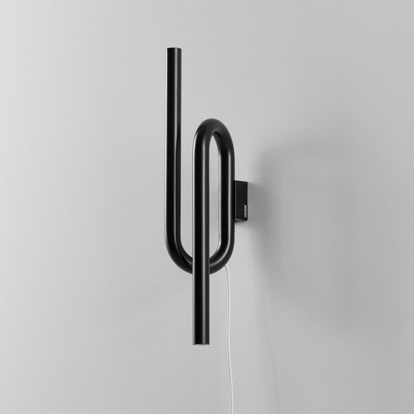 Foscarini Aplică de perete LED Tobia cu cablu negru, Negru, Camera de zi / sufragerie, Metal, Design