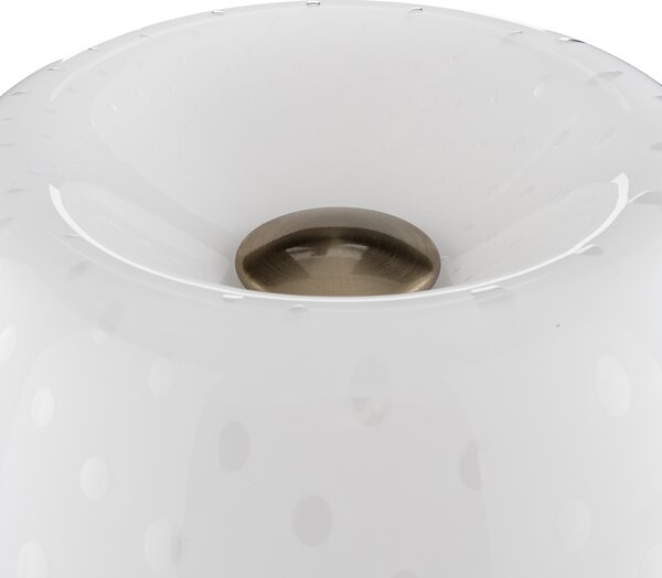 Foscarini Lampa de masă Lumiere 30, 45 cm, sticlă cu bule, dimabil., reglabil, Alb, Camera de zi / sufragerie, Sticlă, Design, Tripod