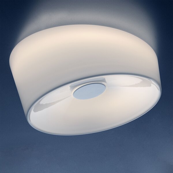 Foscarini Lumiere G9 plafonieră, Ø 34 cm, alb, reglabil, Alb, Camera de zi / sufragerie, Sticlă, Design