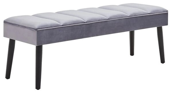 Bancheta LUNA, stofa catifelata gri, 120x40x43 cm