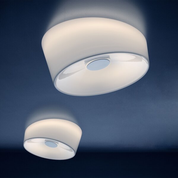 Foscarini Lumiere G9 plafonieră, Ø 34 cm, alb, reglabil, Alb, Camera de zi / sufragerie, Sticlă, Design