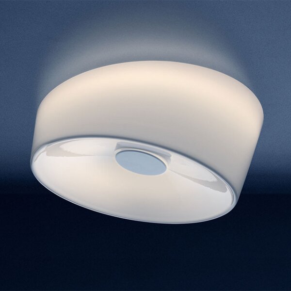 Foscarini Lumiere G9 plafonieră, Ø 24 cm, alb, reglabil, Alb, Camera de zi / sufragerie, Sticlă, Design