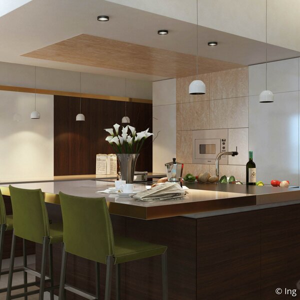 FLOS Wan S - lampă suspendată albă, reglabil, Alb, Camera de zi / sufragerie, Metal, Design