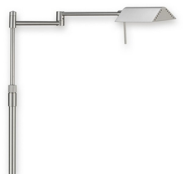 Knapstein Lampă de podea LED elegantă FINN, nichel mat, reglabil, Gri, Camera de zi / sufragerie, Metal, Design