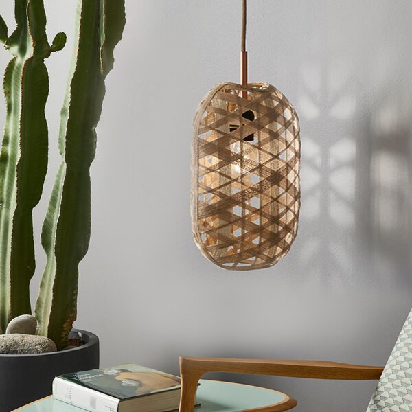 Forestier Capsule S lampă pendul, 36 cm, natur, reglabil, Bej, Camera de zi / sufragerie, Bamboo, Design
