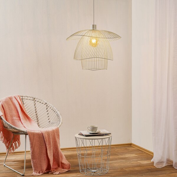 Forestier Papillon S lampă pendul 56 cm alb, reglabil, Alb, Camera de zi / sufragerie, Metal, Design