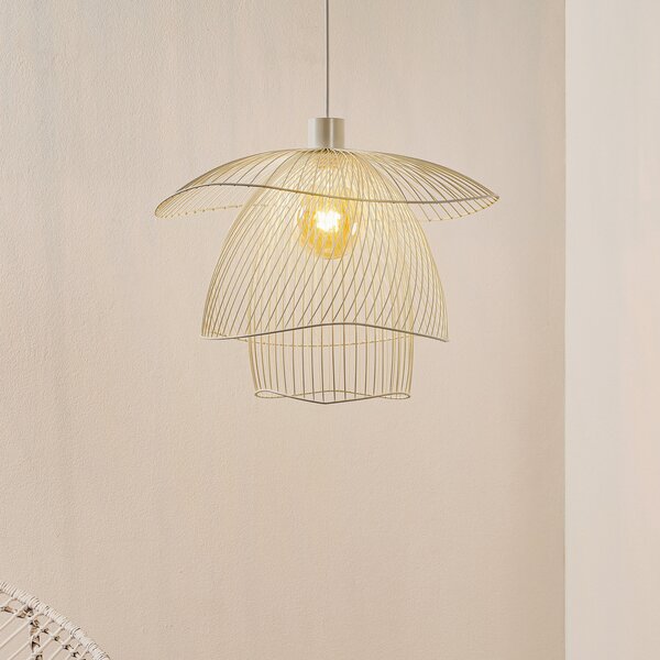 Forestier Papillon S lampă pendul 56 cm alb, reglabil, Alb, Camera de zi / sufragerie, Metal, Design