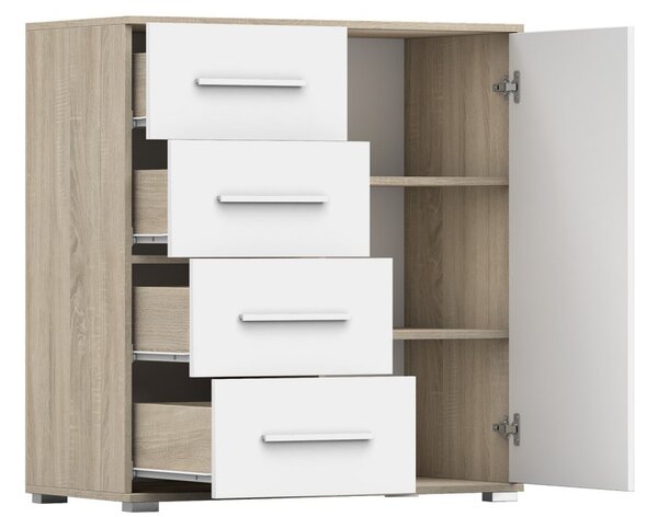 Comodă Fresi mini 1 (Alb + stejar sonoma). Promo -14%. 1071618
