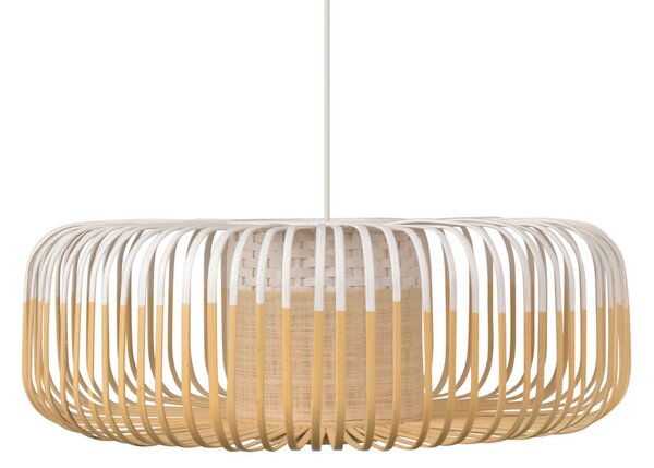Forestier Lampă suspendată Bamboo XL, Ø 60 cm, albă, reglabil, Alb, Camera de zi / sufragerie, Bamboo, Design