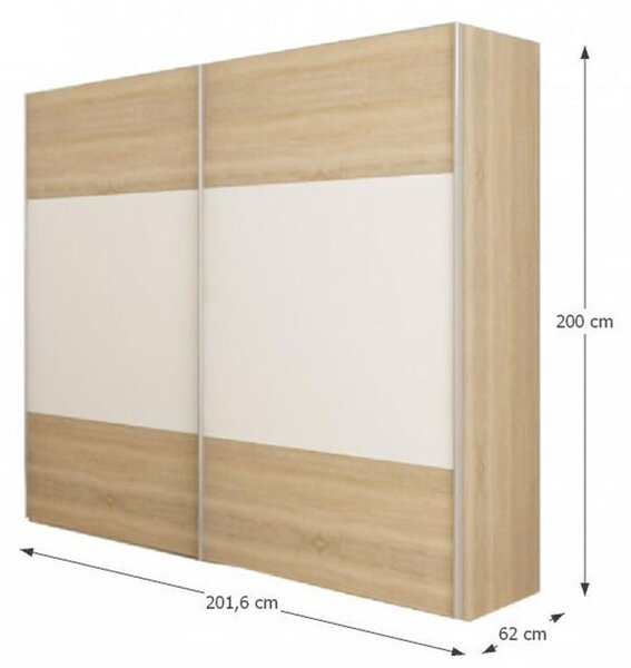 Dormitor (pat 180x200 cm, 2 buc Noptieră, Dulap) Gabreola (Stejar sonoma + alb). 1075406