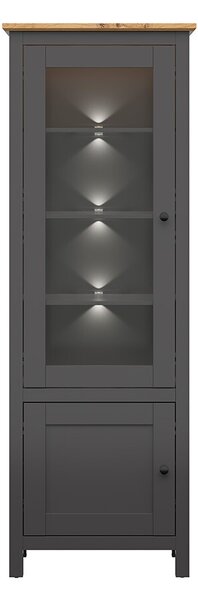 Vitrină Hesen REG1W1D/20/7 (cu iluminat LED) (grafit + Stejar artisan). 1062517
