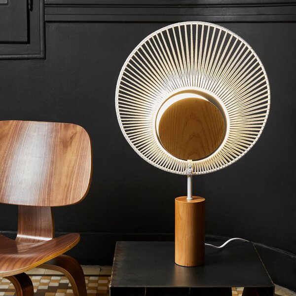 Forestier Oyster lampă de masă designer, alb, Alb, Camera de zi / sufragerie, Metal, Design