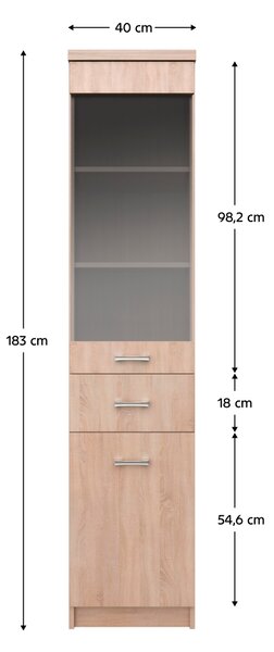 KONDELA Vitrină 1D1W1S, stejar Sonoma, universal, TOPTY TIP 32