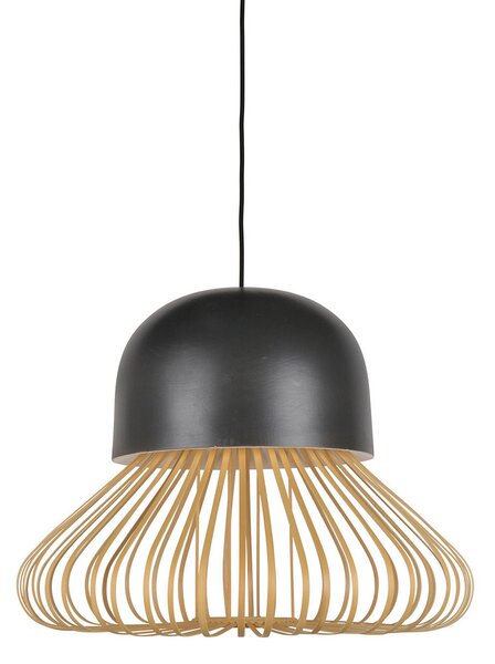 Forestier Lampa suspendată Anemos L, gri închis, Ø 55 cm, E27, reglabil, Negru, Camera de zi / sufragerie, Bamboo, Design