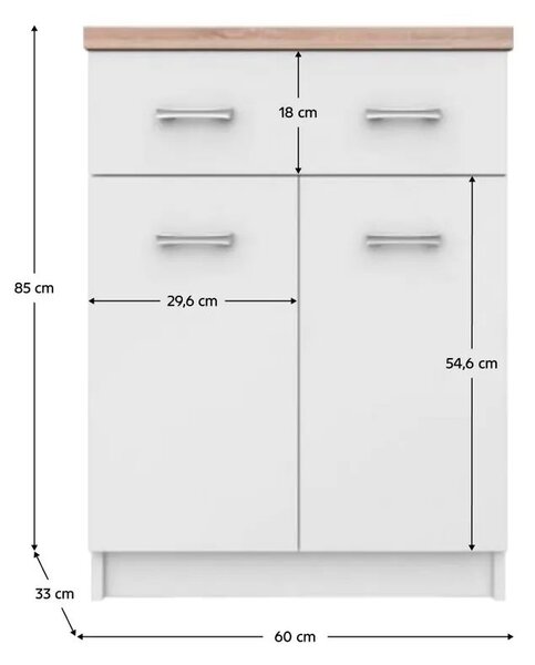 Comodă Topta Typ 41 2D1S60 (alb + Stejar sonoma). 1075470